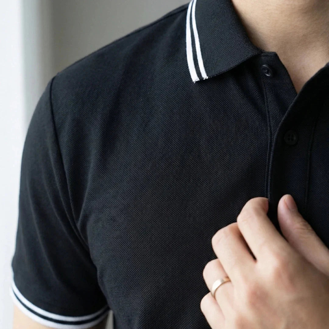 [Leve 9, Pague Só 6!] Polo Magnus Masculina em Algodão Piquet e Elastano de Ajuste Firme com Acabamento em Listras Duplas